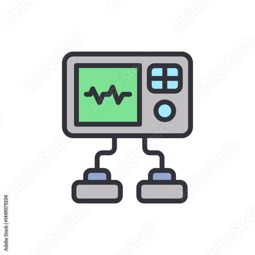 Defibrillator colored icons, minimalist vector illustration ,simple transparent graphic element .Isolated on white background