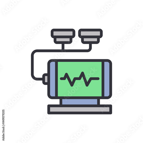 Defibrillator colored icons, minimalist vector illustration ,simple transparent graphic element .Isolated on white background