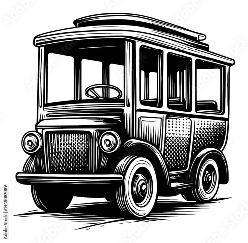 Vintage Style Engraving of Classic Delivery Truck Illustration