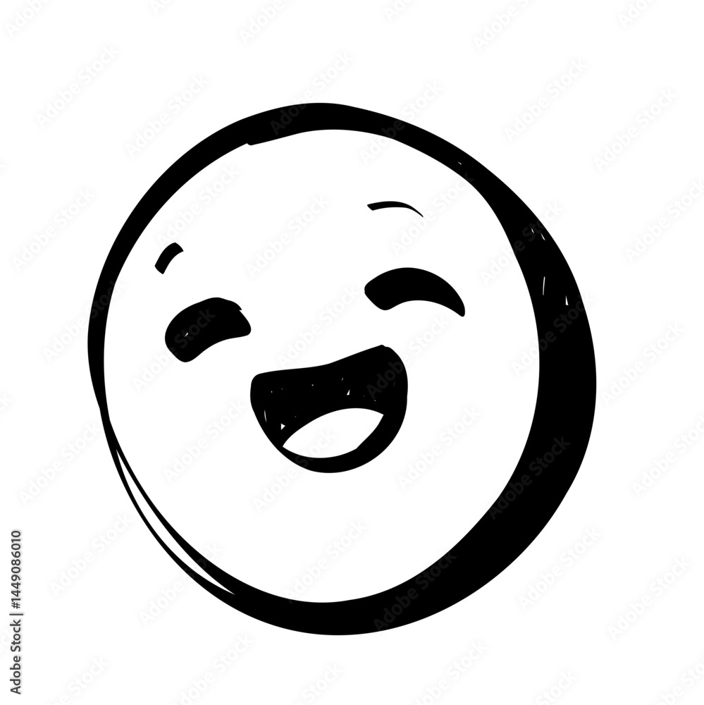 Fototapeta premium Laugh Doodle Sketch Emotion Emoji Line Art Stickers for Scrapbook and Digital Journal Design
