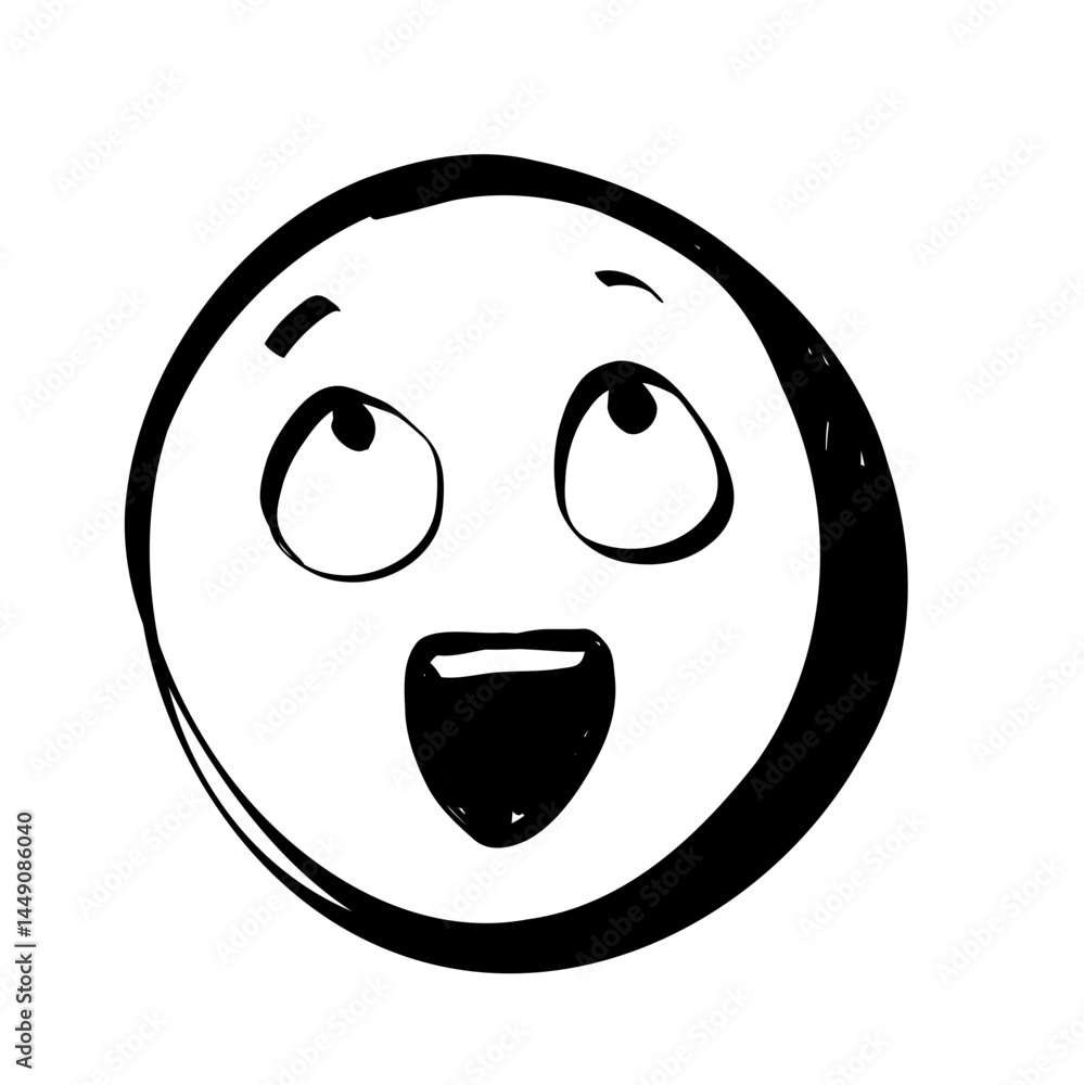 Fototapeta premium Laugh Doodle Sketch Emotion Emoji Line Art Stickers for Scrapbook and Digital Journal Design