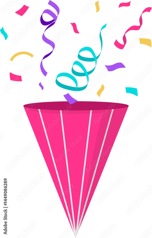 Party Hat with Confetti Illustration Party Hat with Confetti Illustration