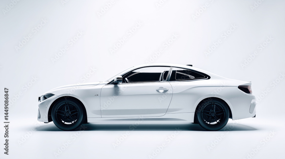 Obraz premium Sleek white coupe, studio shot