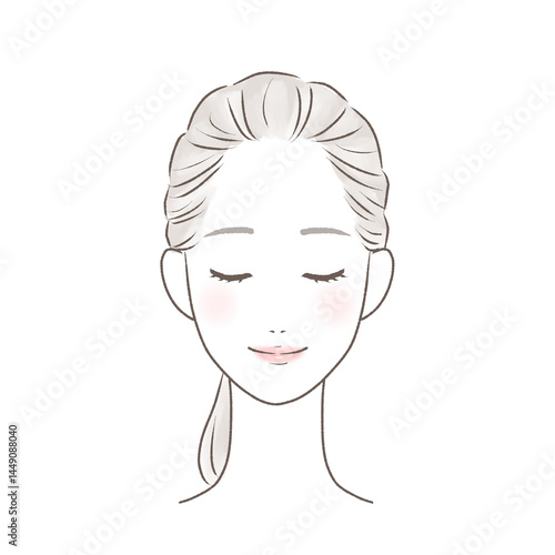 目を閉じたまとめ髪の綺麗な女性