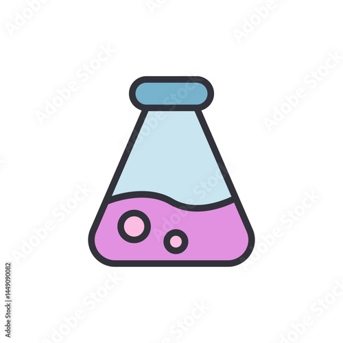 Flask colored icons, minimalist vector illustration ,simple transparent graphic element .Isolated on white background