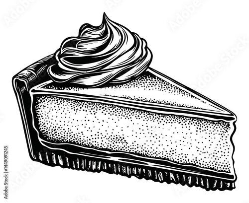 Hand-Drawn Engraving Illustration of Delicious Dessert Cake Slice