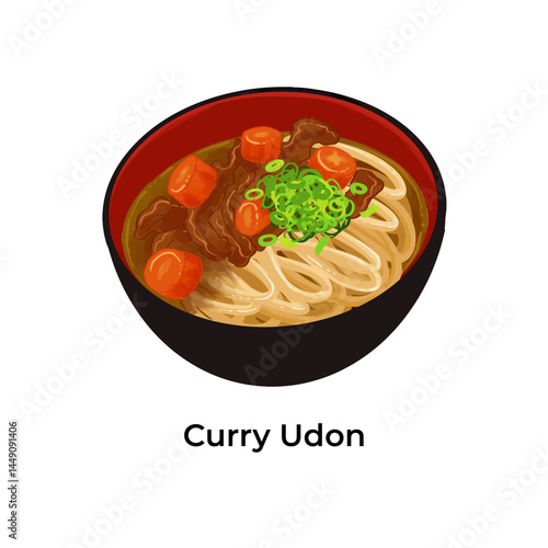 Vector illustration of traditional Japanese food featuring ramen and assorted sushi. Colorful and detailed design perfect for restaurant menus, food packaging, culinary blogs, or Asian cuisine project