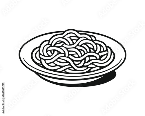Spaghetti on plate isolated icon