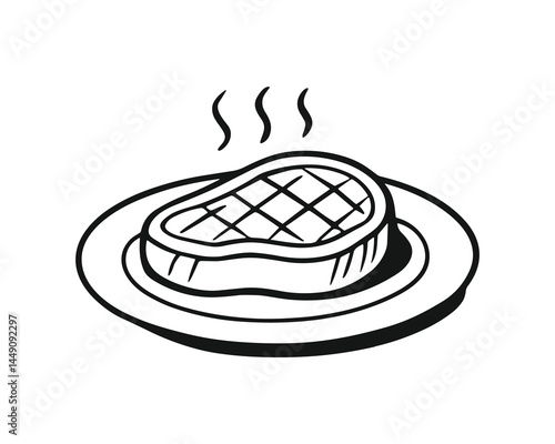 Grilled Steak Illustration Food Plate Restaurant Meal