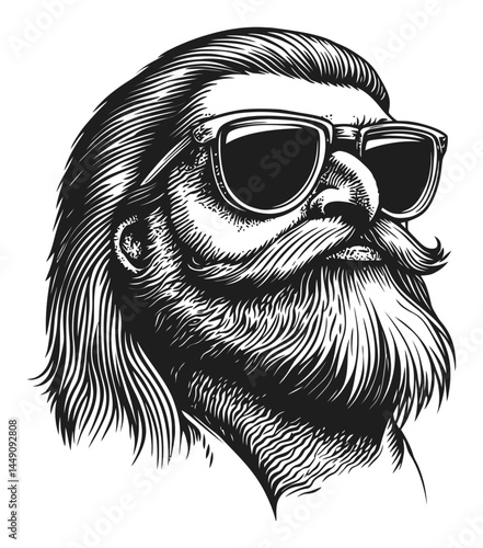Vintage Engraved Illustration of a Cool Man with Sunglasses
