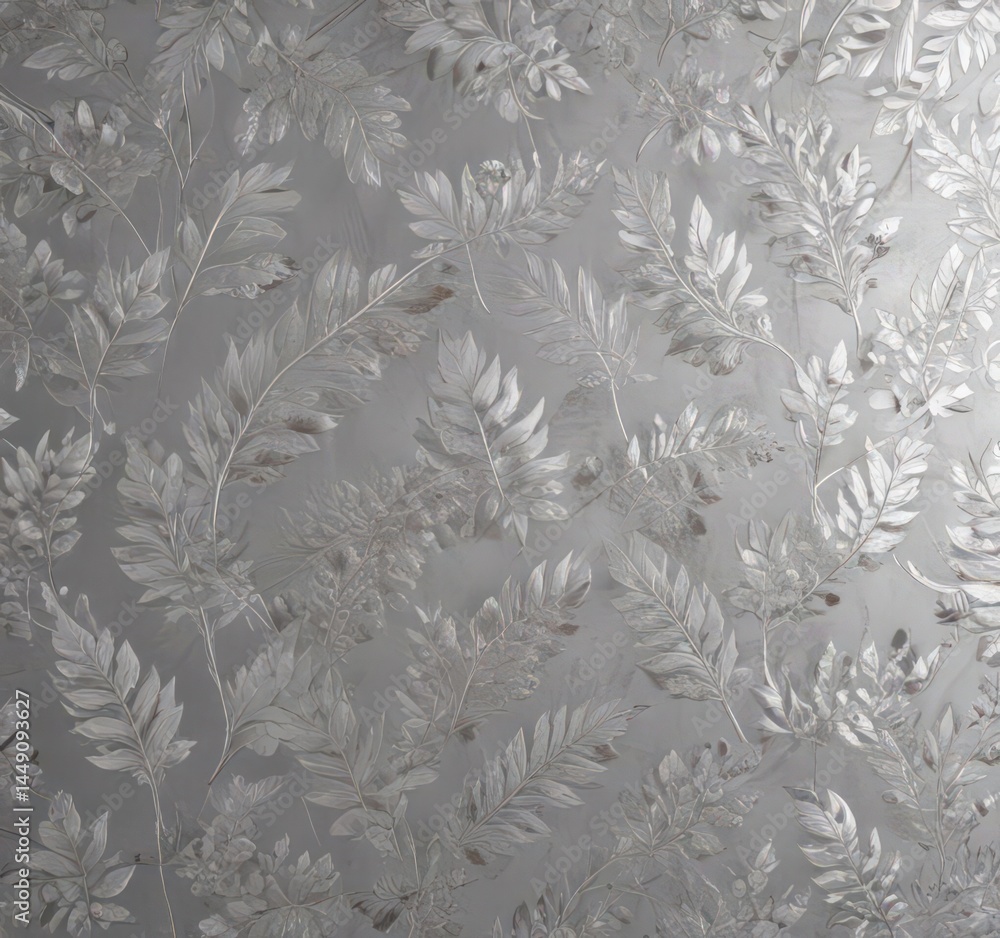 Elegant silver leaf wallpaper, seamless pattern , tileable, seamless Elegant silver leaf wallpaper, seamless pattern , tileable, seamless