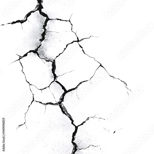 Crack texture lines on white background