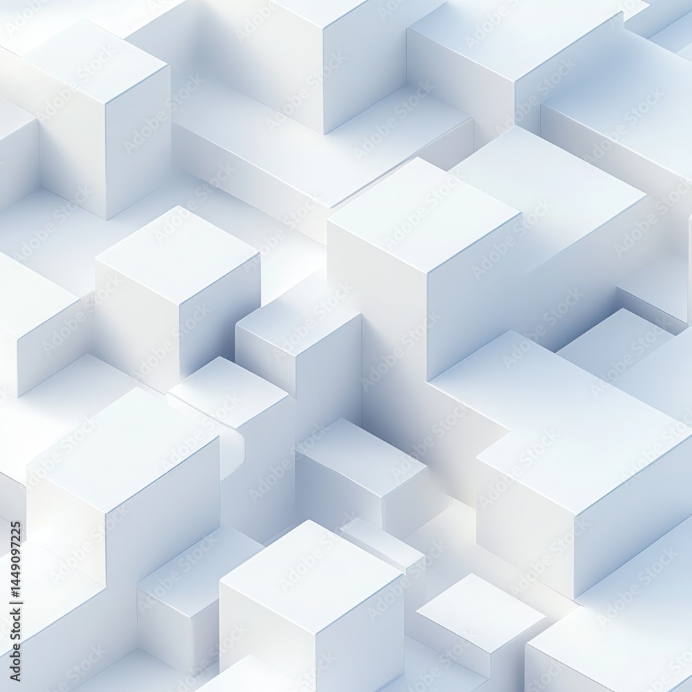 Obraz premium Isometric geometric abstract rendering with white cubes.