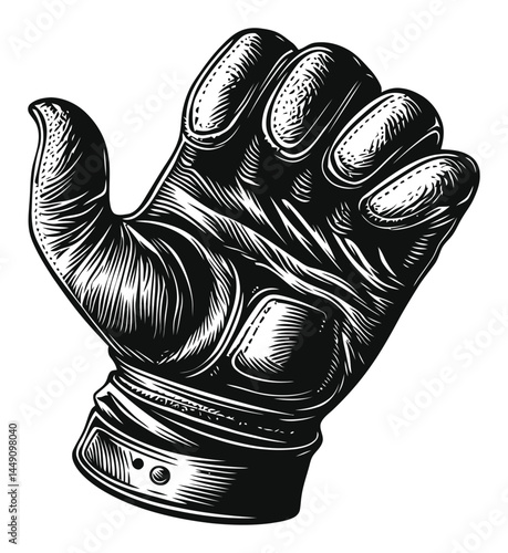 Detailed Engraving of a Vintage Leather Glove Illustration