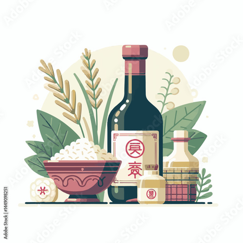 drink, alcohol, rice, food, background, traditional, asia, cup, beverage, tradition, wine, alcoholic, sake, liquor, healthy, cuisine, asian, white, ingredient, korean, table, fresh, makgeolli, korea, 