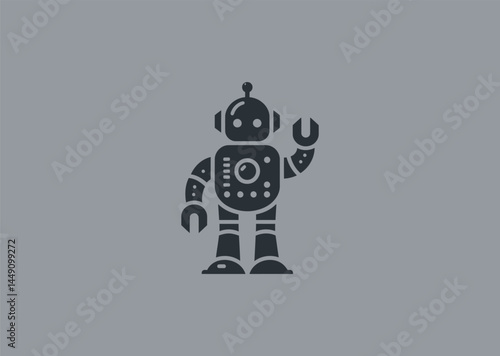 Robot logo for tech, AI, innovation, or futuristic brand design.