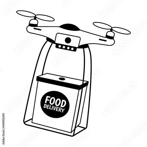 A glyph illustration of drone delivery 

