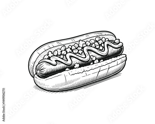 Classic Hot Dog with Mustard and Relish Fast Food