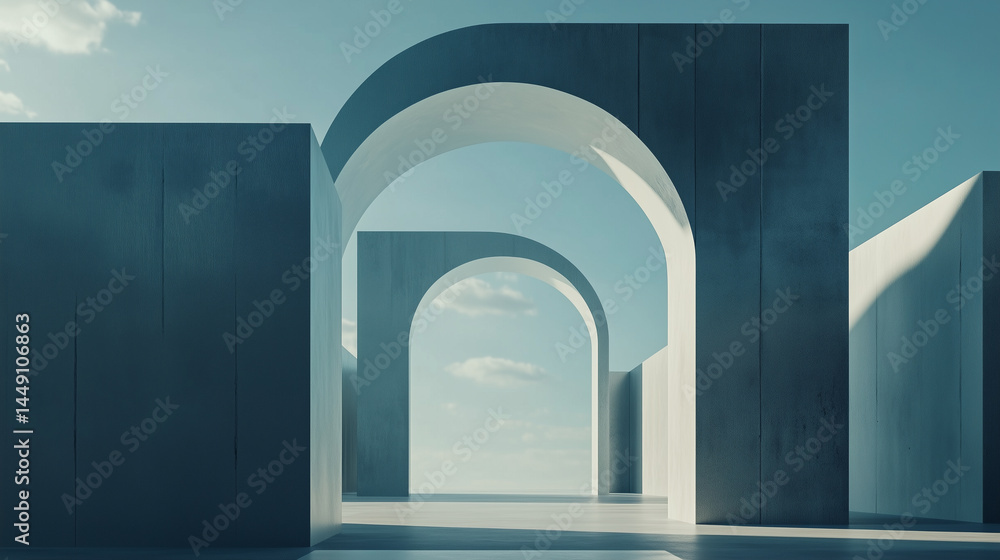 Fototapeta premium Futuristic Metallic Structure 未来的な金属アーチ構造