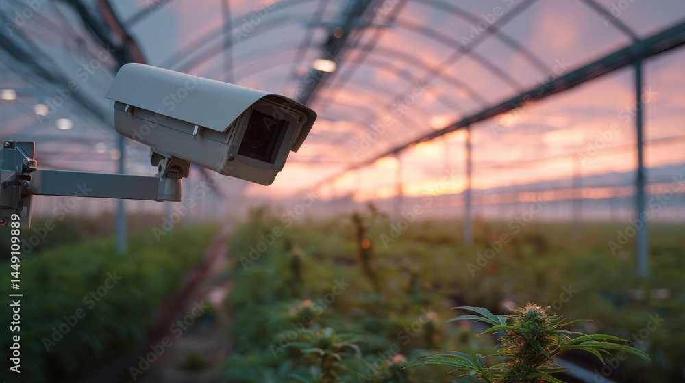 A stunning image of surveillance camera is positioned to oversee healthy plants in a greenhouse, showcasing the use of technology to optimize growth and enhance farm management at. A stunning image of surveillance camera is positioned to oversee healthy plants in a greenhouse, showcasing the use of technology to optimize growth and enhance farm management at.