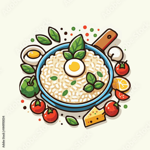 food, rice, risotto, dish, dinner, meal, plate, gourmet, italian, cuisine, lunch, cheese, parmesan, healthy, background, delicious, traditional, tasty, cooked, homemade, vegetable, recipe, top view, m