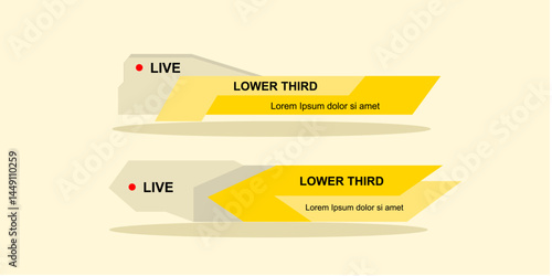 Graphic set of lower third concept design. Icon headline bar broadcasting television element. Vector illustration.