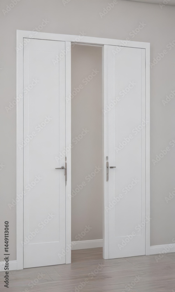 Fototapeta premium Modern white interior doors, various open/closed positions , building, background