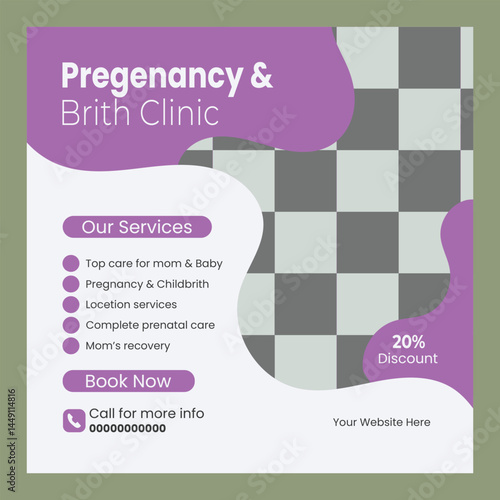  Pregnancy and childbirth clinic social media post design 

