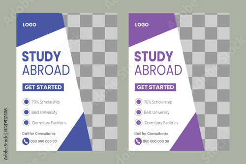  Study abroad and education flyer or poster template design
