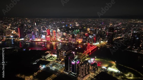 Wallpaper Mural Skyscrapers glow, the river gleams, a city alive with endless dreams Torontodigital.ca