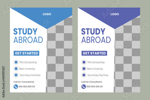  Study abroad and education flyer or poster template design
