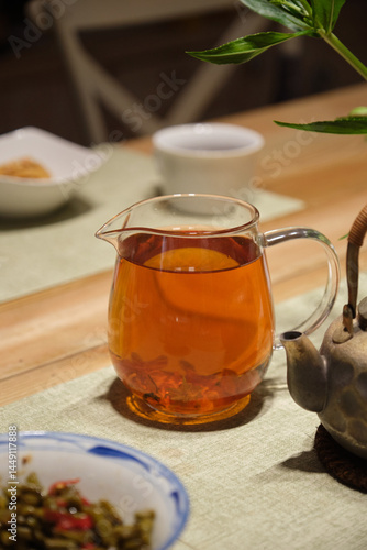 Closeup of tea on the dining table