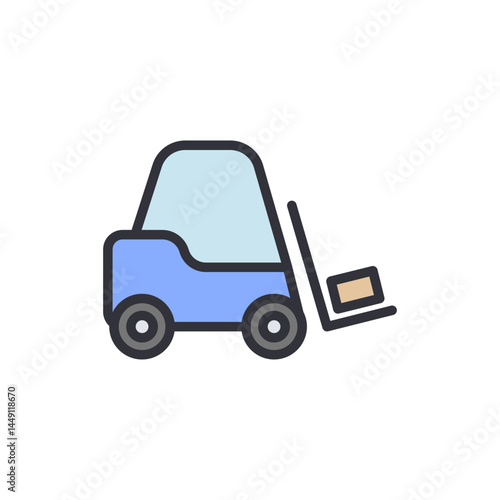 Forklift colored icons, minimalist vector illustration ,simple transparent graphic element .Isolated on white background