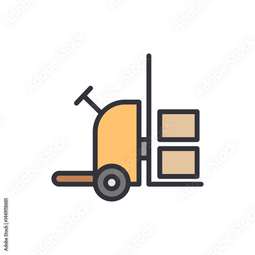 Forklift colored icons, minimalist vector illustration ,simple transparent graphic element .Isolated on white background