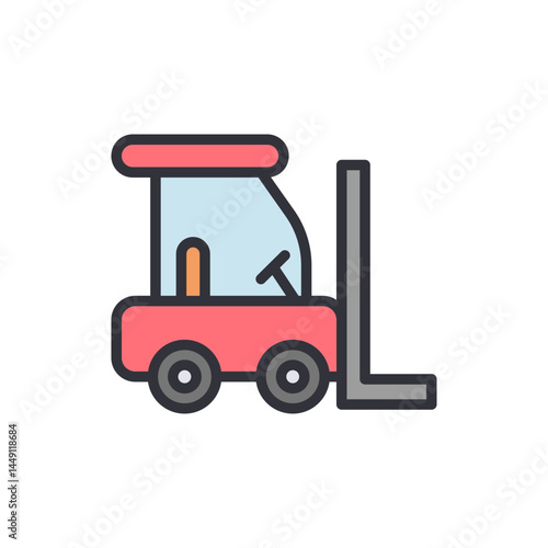 Forklift colored icons, minimalist vector illustration ,simple transparent graphic element .Isolated on white background