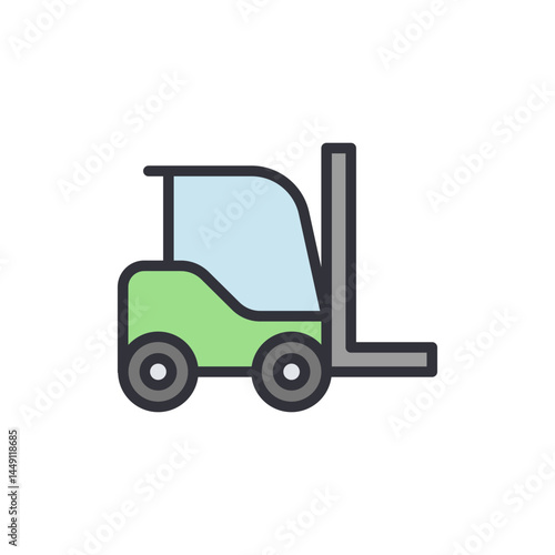 Forklift colored icons, minimalist vector illustration ,simple transparent graphic element .Isolated on white background