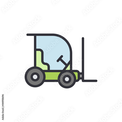 Forklift colored icons, minimalist vector illustration ,simple transparent graphic element .Isolated on white background