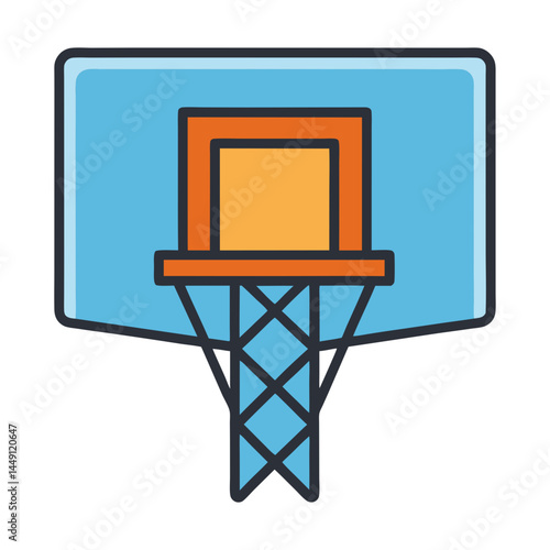 Colorful Basketball Hoop Vector Icon for sports, school game, fitness or mobile apps, perfect for athletic illustrations and training-themed designs