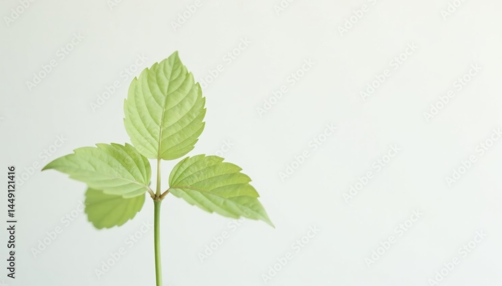 Single, delicate sapling against pure white backdrop, pure, summer, flora Single, delicate sapling against pure white backdrop, pure, summer, flora