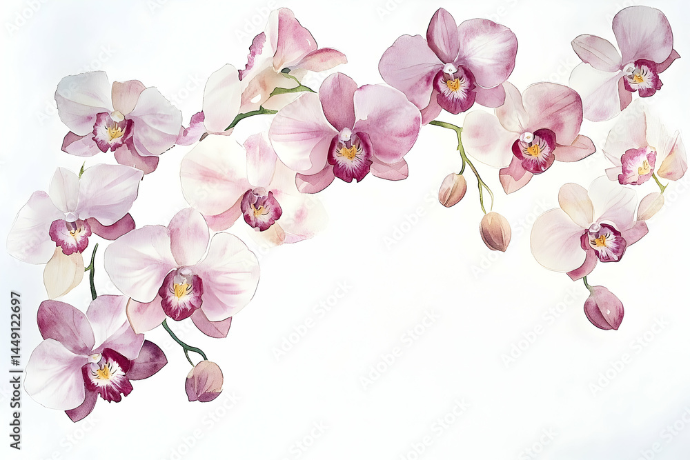 Fototapeta premium Delicate orchid blossoms in soft pastel hues.