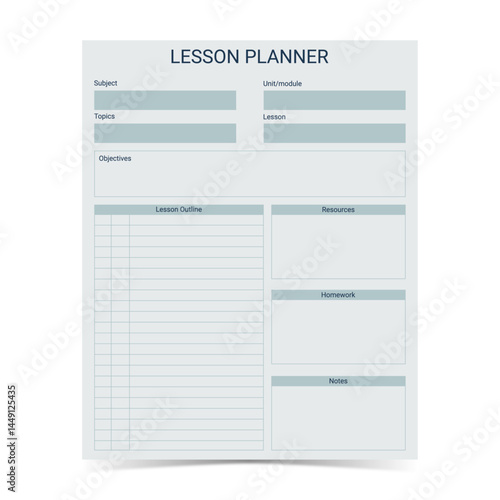 Modern and simple template for lesson planner with soft pastel color of digital planner 28