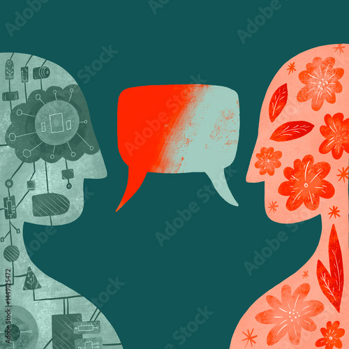 Two contrasting figures engage in a spirited conversation