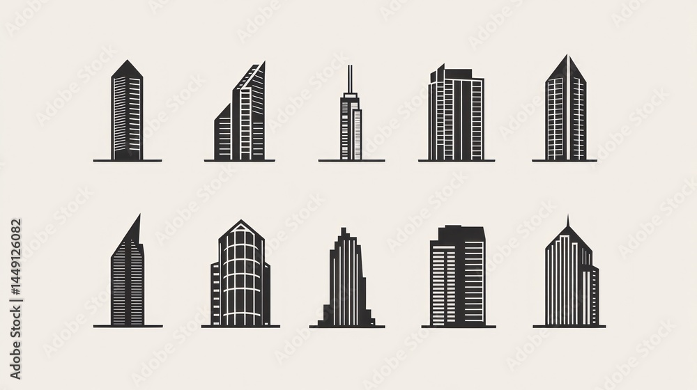 Fototapeta premium Modern Skyscraper Silhouettes (1)