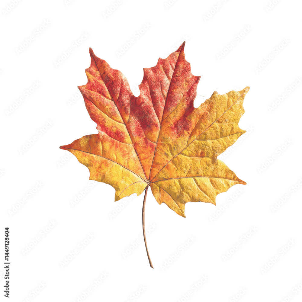 Vibrant Autumn Maple Leaf on White Transparent background Vibrant Autumn Maple Leaf on White Transparent background
