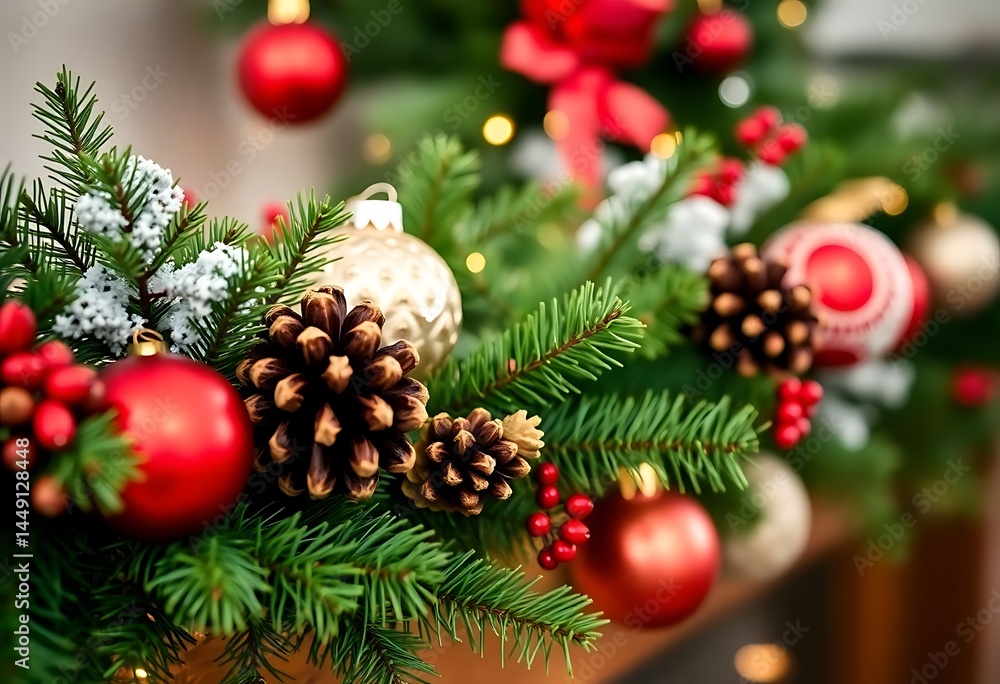 Fototapeta premium close up of a bunch of christmas decorations