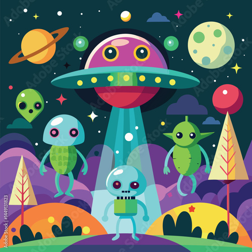 seamless pattern with cartoon monsters