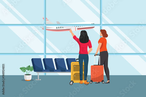 Airport activity Concept. Colored flat vector illustration isolated