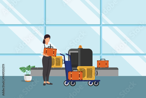 Airport activity Concept. Colored flat vector illustration isolated