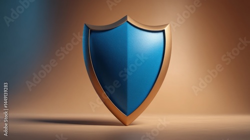 Free Download A blue shield displayed on a brown background illustrating asymmetry and protection through the concept of imbalance - GFXLoad