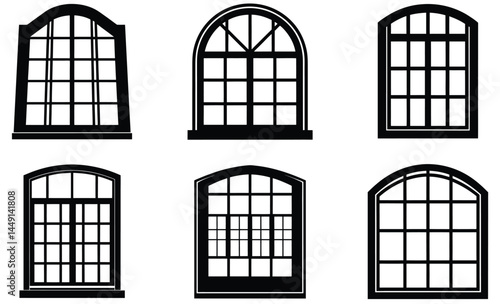 Window Silhouette Vector Set – Architectural Frames, Home Exterior, Vintage and Modern Styles